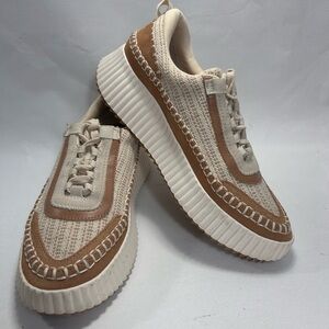 Dolce Vita Beige and Brown Woven Sneakers